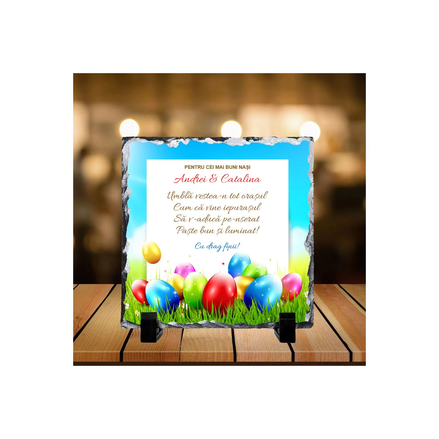 Placa de ardezie personalizata cu measaj %shop-name%