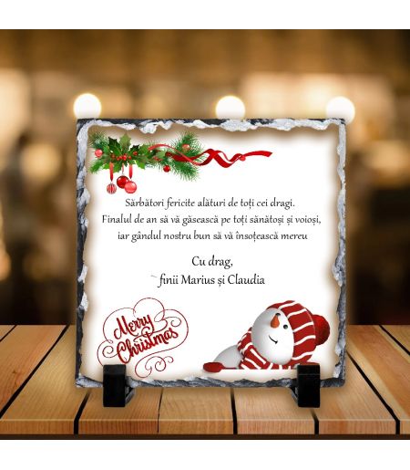 Placă de ardezie personalizată cu mesaj pentru fini de Crăciun