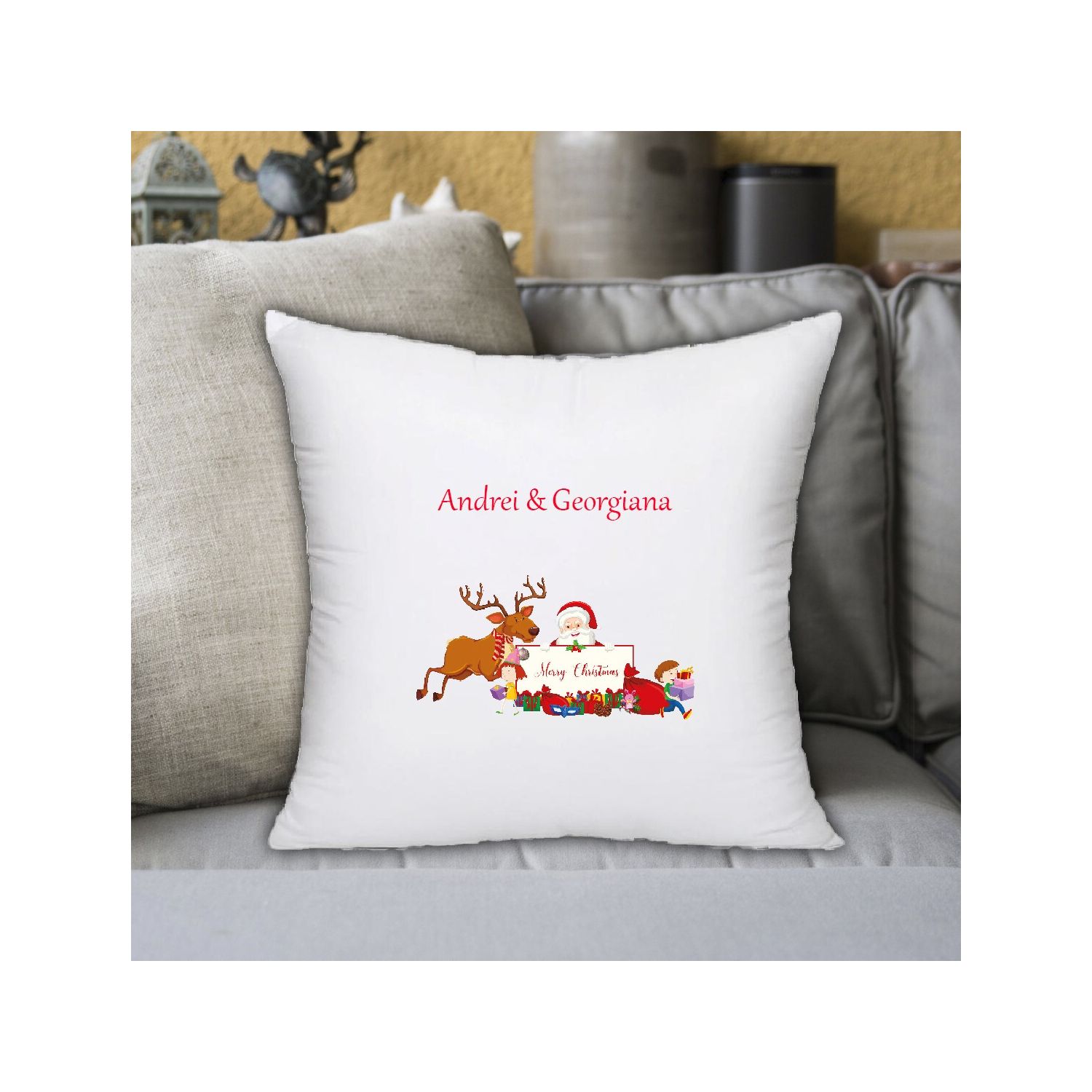 Perna personalizată cu Moș Crăciun și nume
