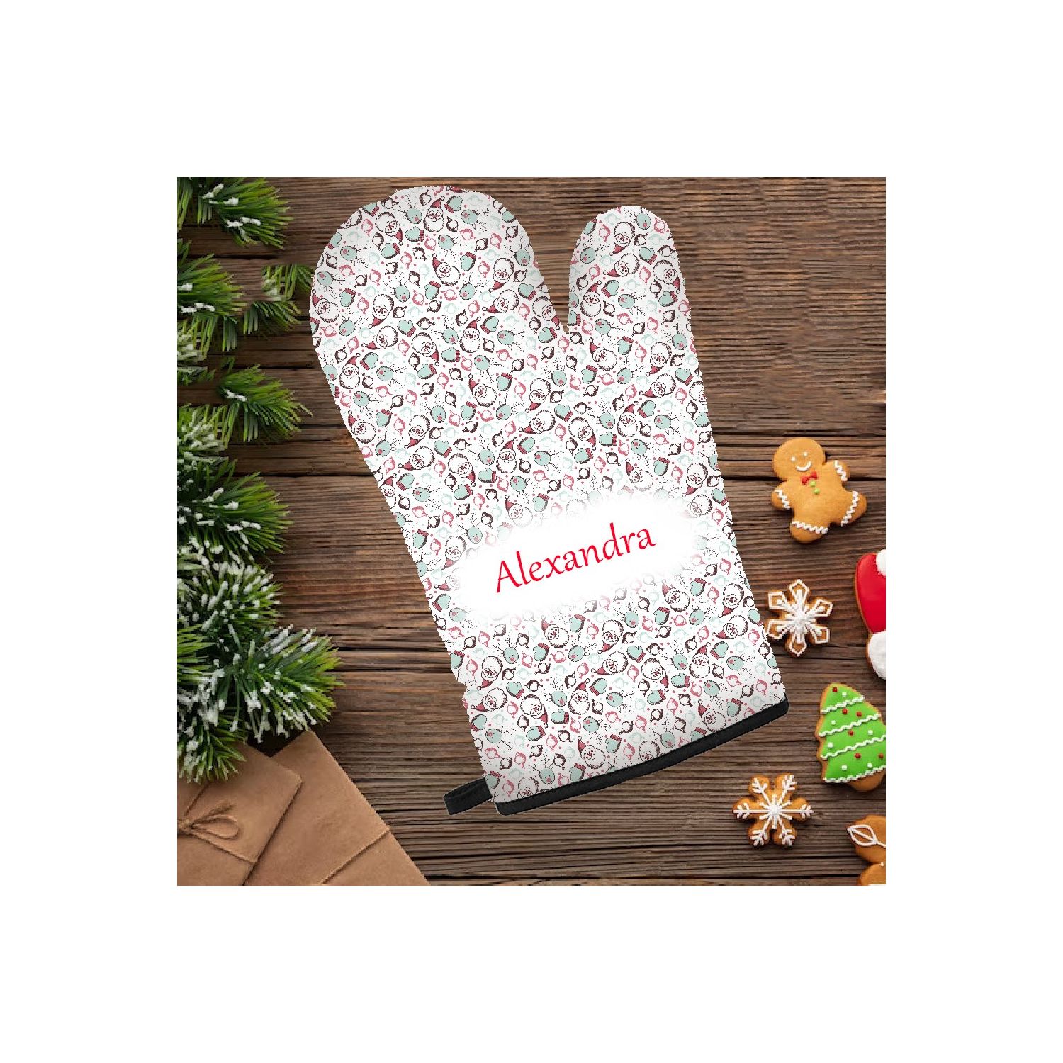 Mănușă bucătărie personalizată de Crăciun cu nume