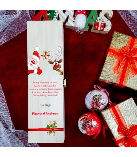 Cutie de vin personalizată Santa Claus și mesaj