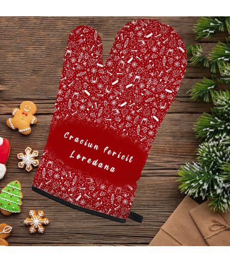 Mănușă de bucătărie personalizată cu tematică Crăciun