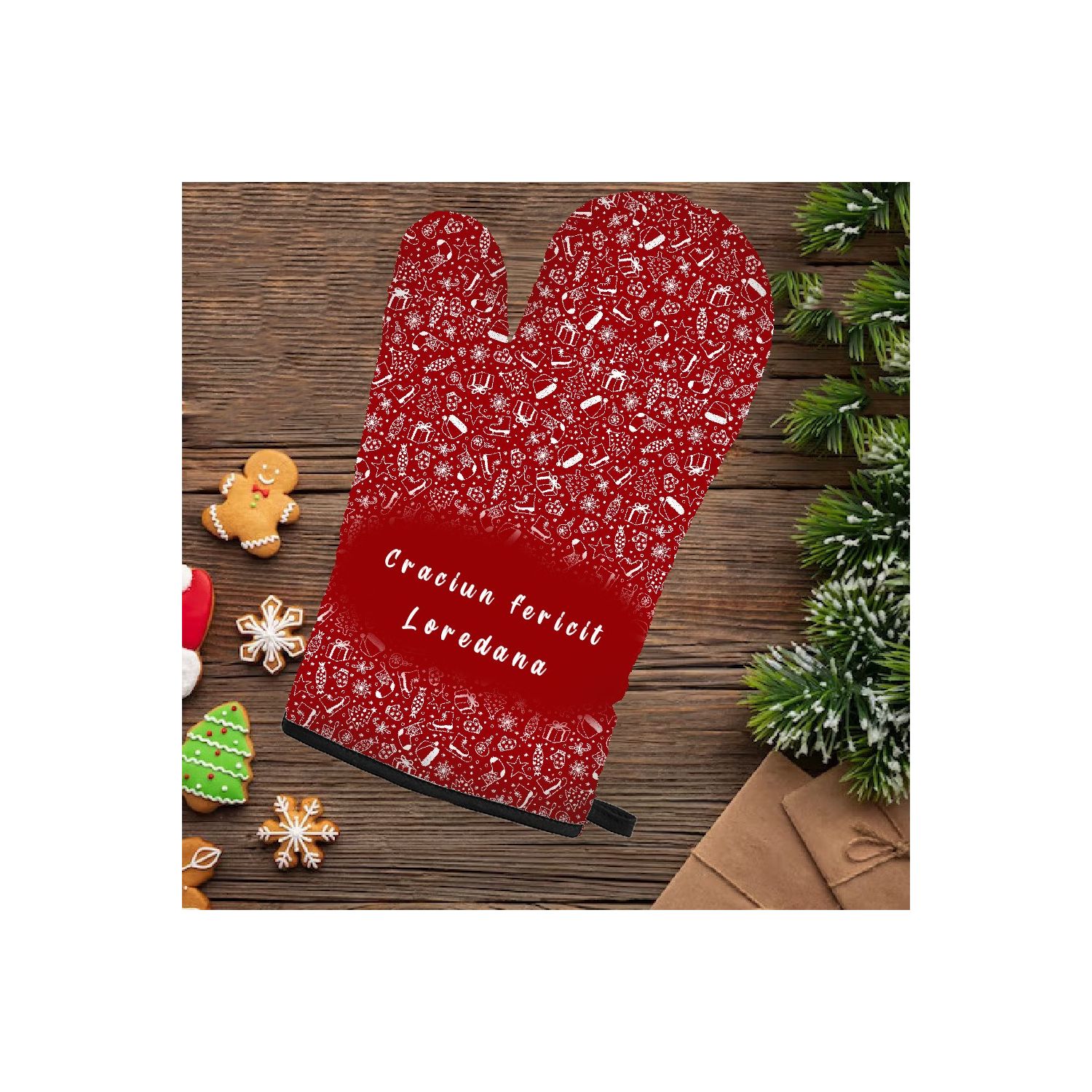 Mănușă de bucătărie personalizată cu tematică Crăciun