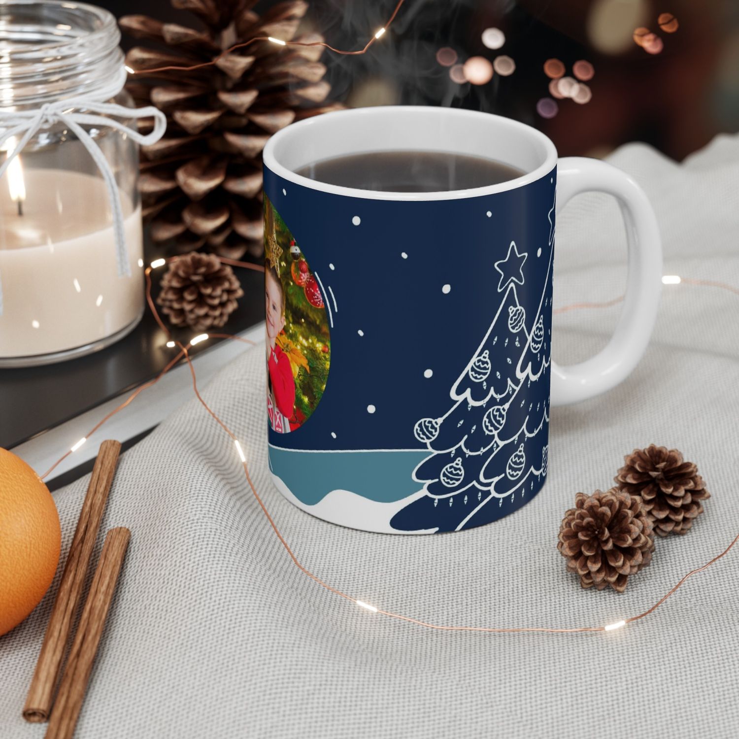 Cană personalizată cu o fotografie și tematică de Crăciun