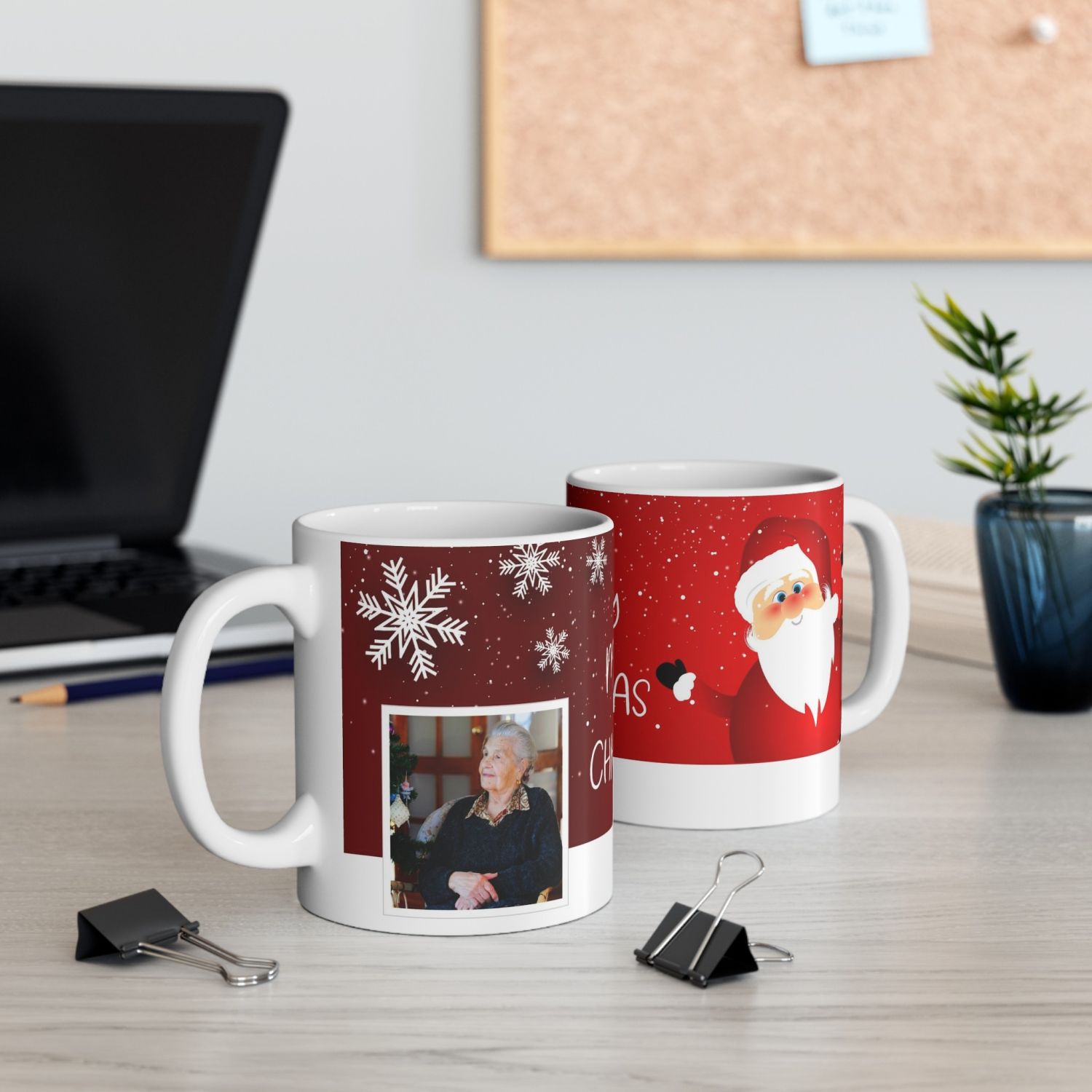 Cană personalizată cu o fotografie și Santa Claus