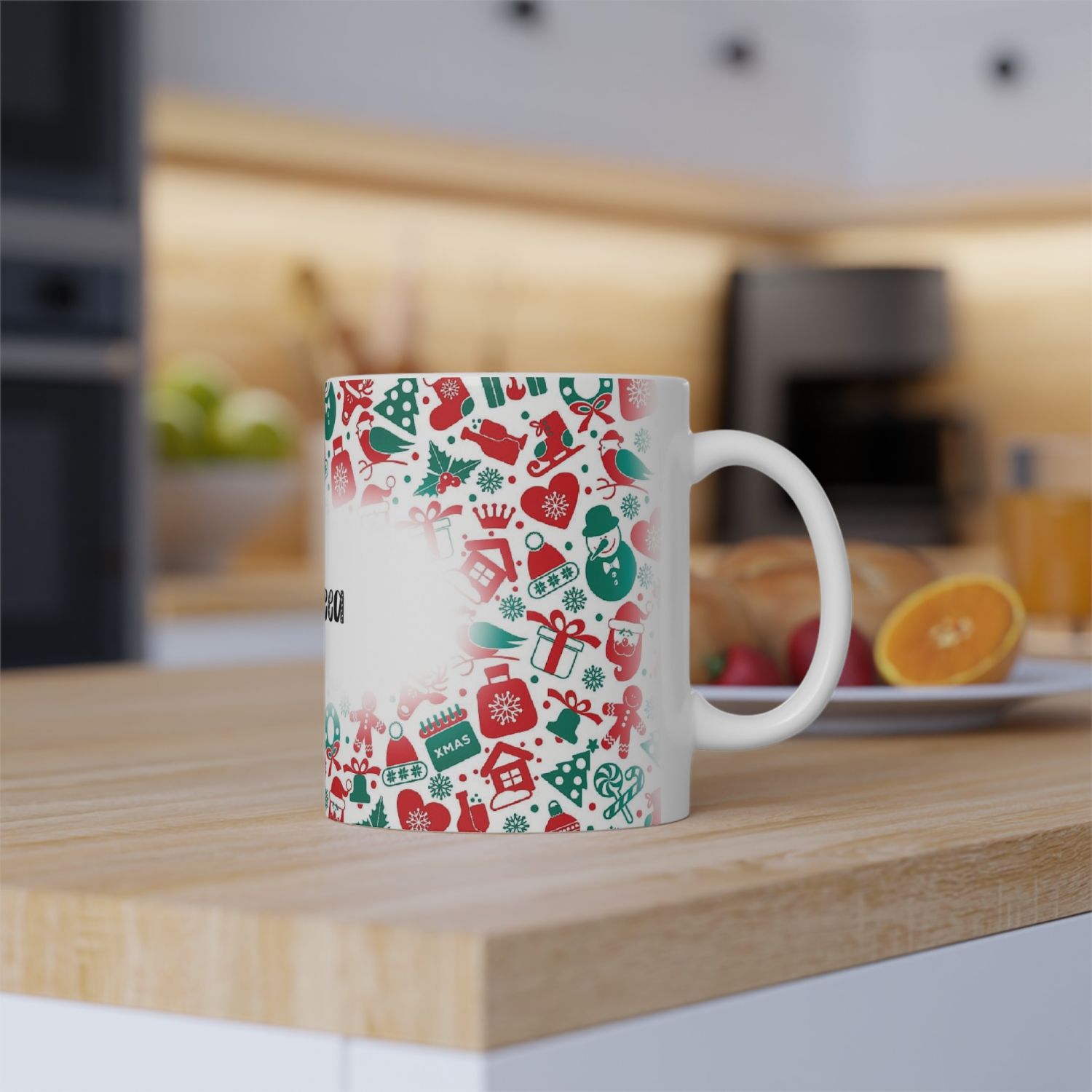 Cană personalizată cu tematică de Crăciun și nume