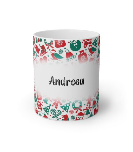 Cană personalizată cu tematică de Crăciun și nume