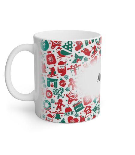 Cană personalizată cu tematică de Crăciun și nume