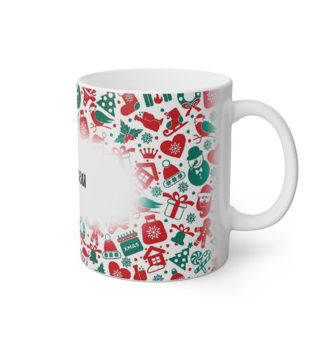 Cană personalizată cu tematică de Crăciun și nume