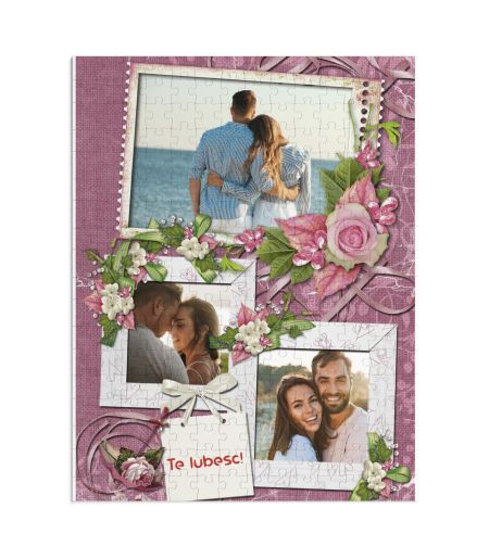 Puzzle personalizat cu 3 poze tematică flori