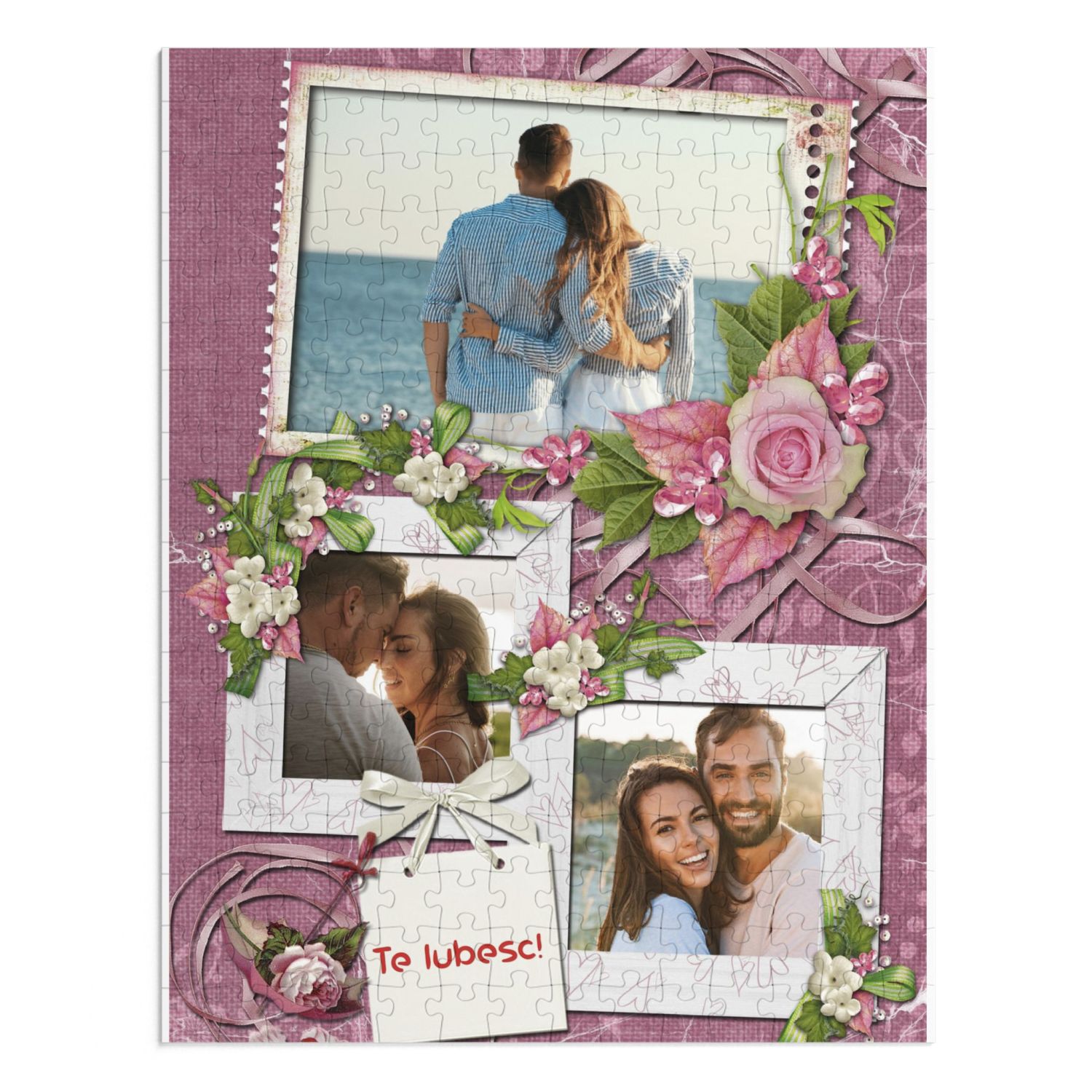 Puzzle personalizat cu 3 poze tematică flori