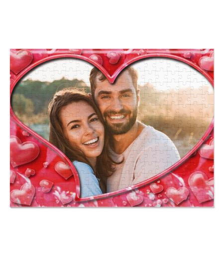 Puzzle personalizat în formă de inimă cu o fotografie