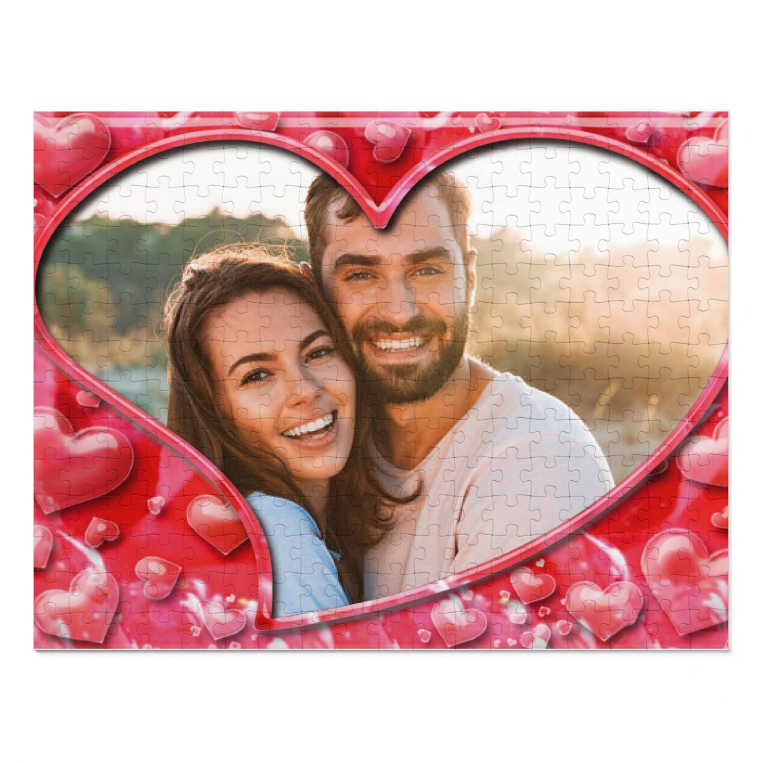 Puzzle personalizat în formă de inimă cu o fotografie