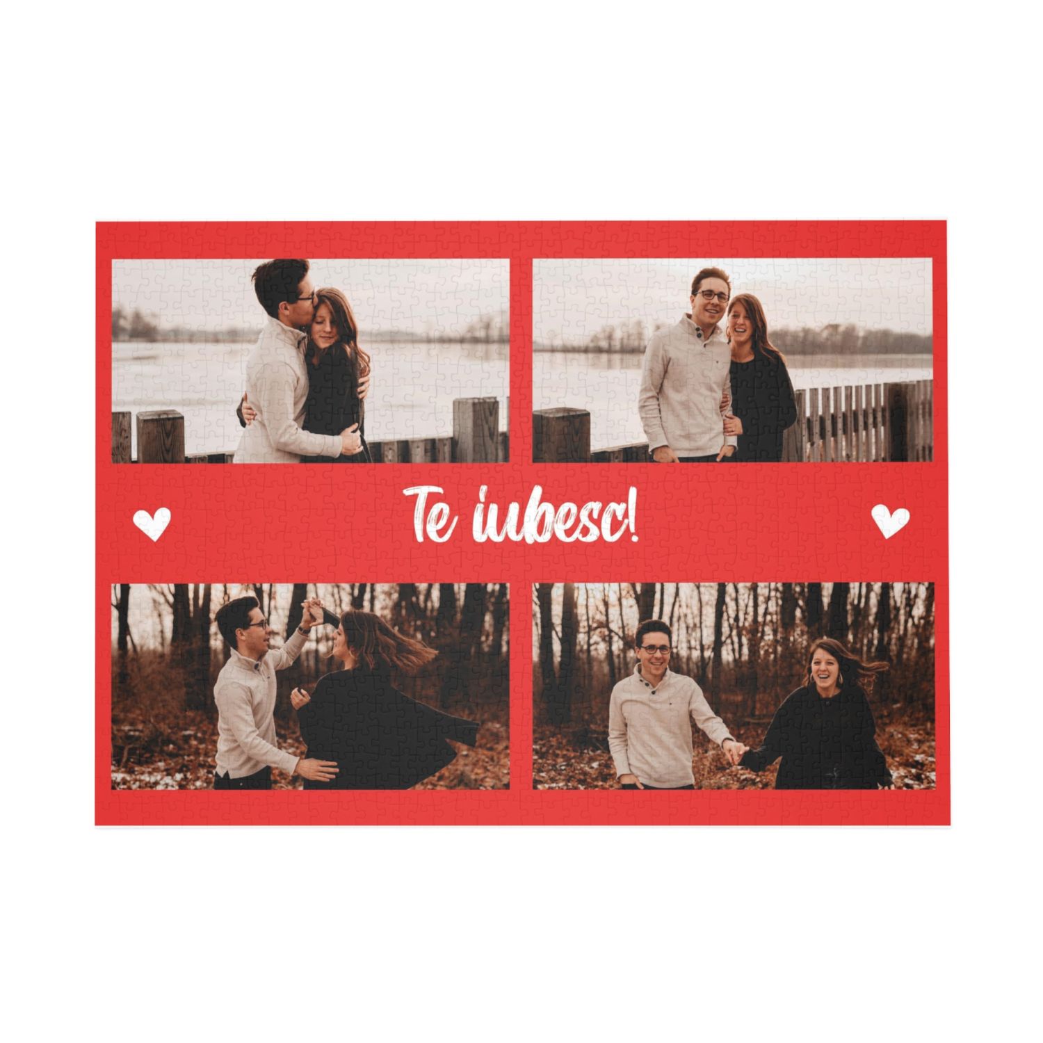 Puzzle personalizat cu 4 fotografi și mesaj