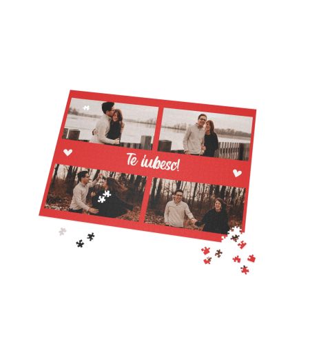 Puzzle personalizat cu 4 fotografi și mesaj