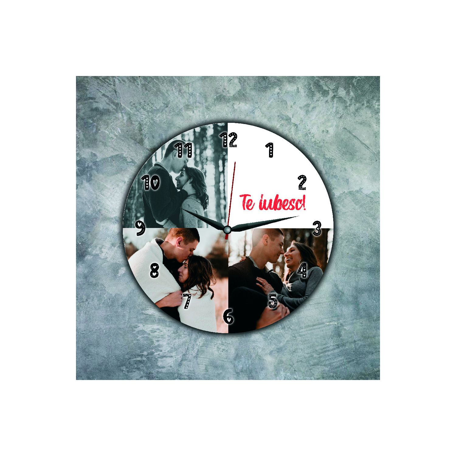 Ceas de perete personalizat cu 3 fotografi
