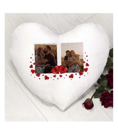 Pernă personalizată în formă de inimă cu 2 poze