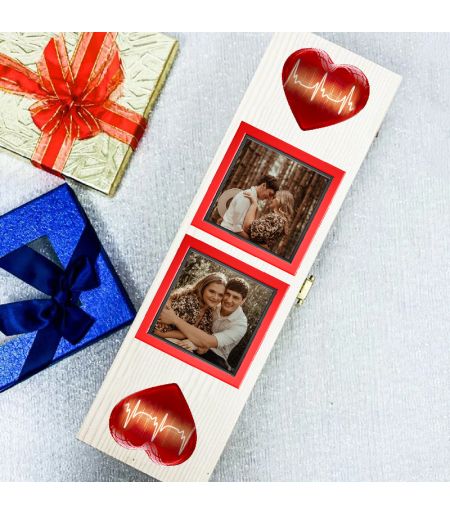 Cutie de vin personalizată cu două poze