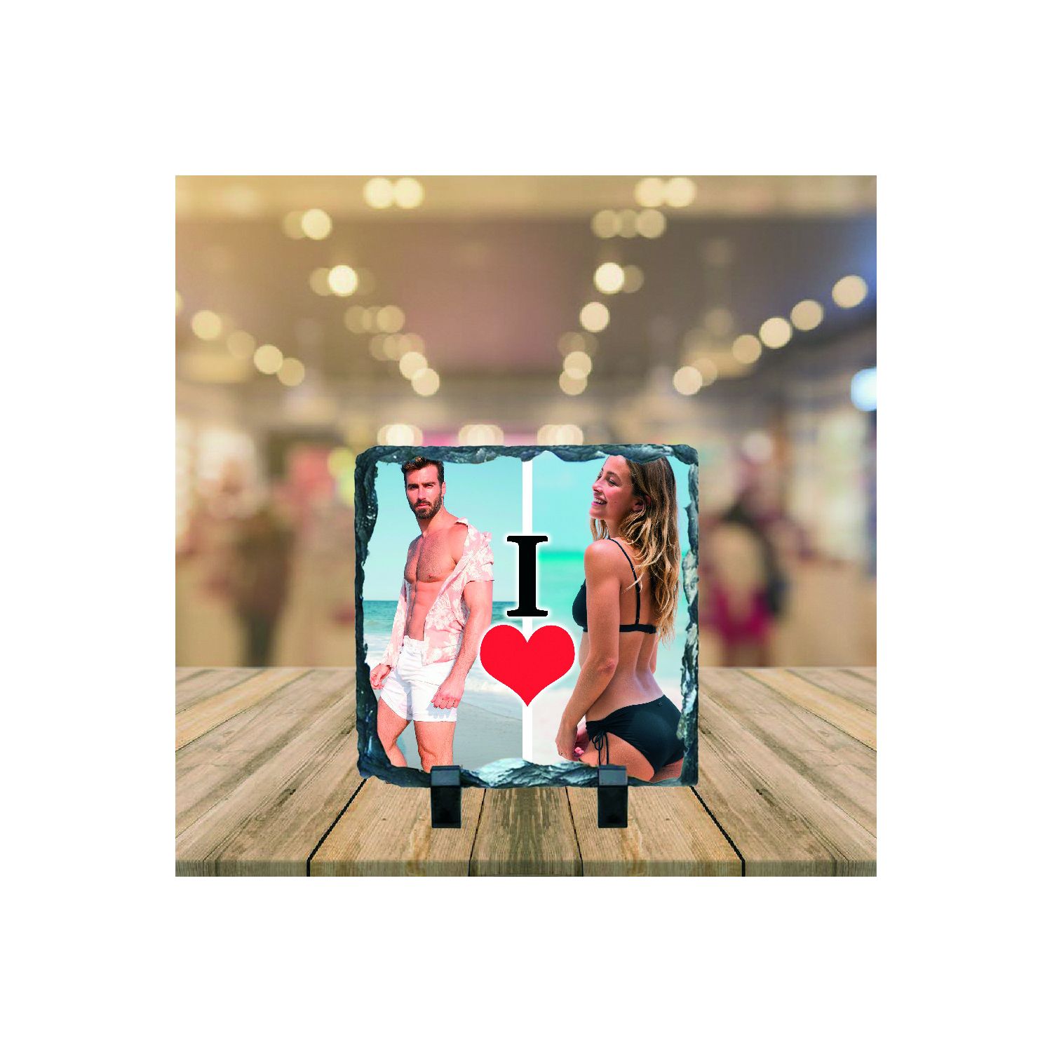 Placă de ardezie personalizată cu două fotografii