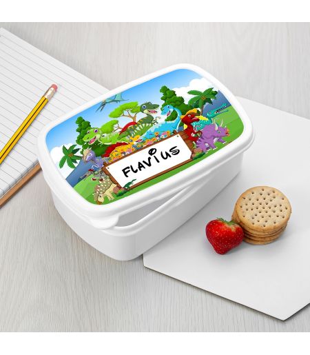 Lunch-Box personalizat cu dinozauri și nume