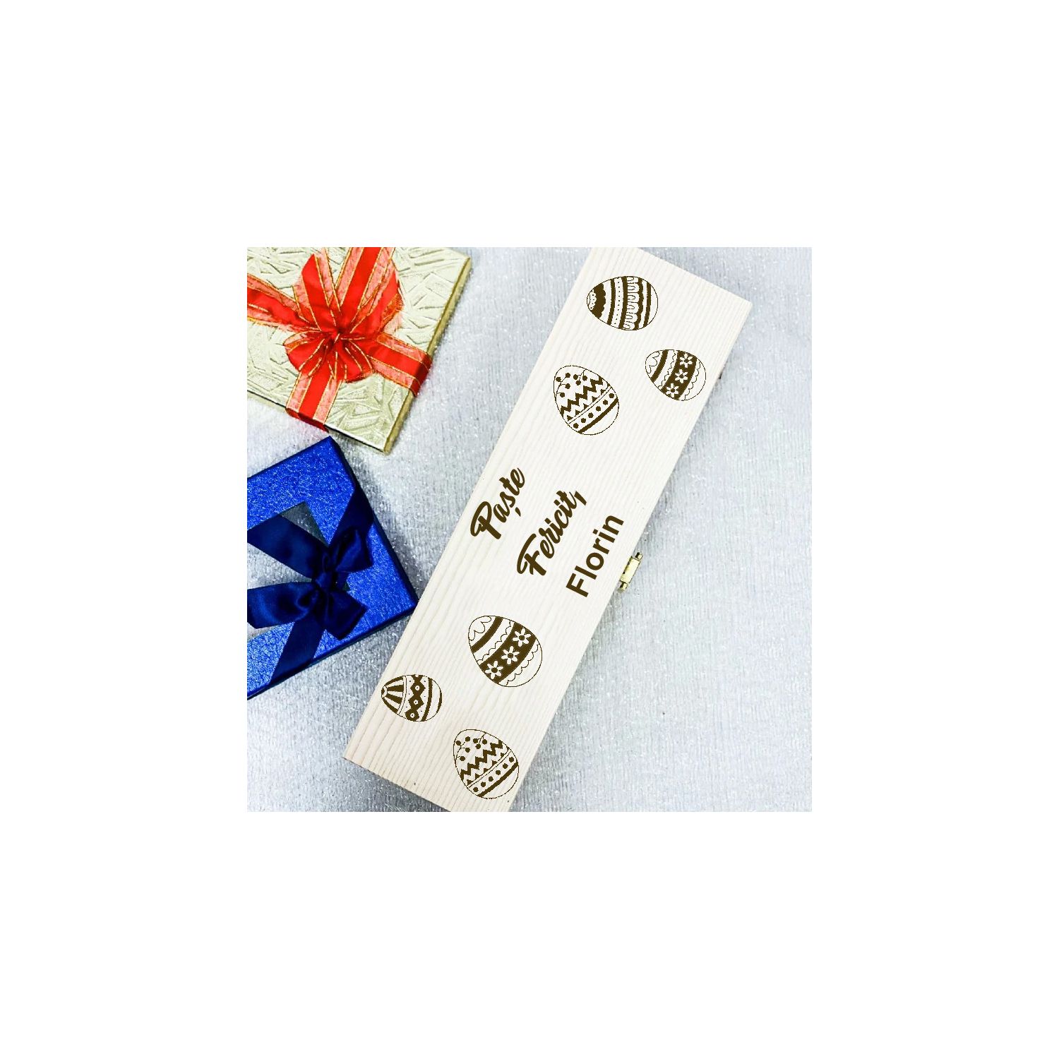 Cutie de vin personalizată tematică de Paște și nume