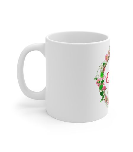 Cana personalizata cu nume si cerc de flori