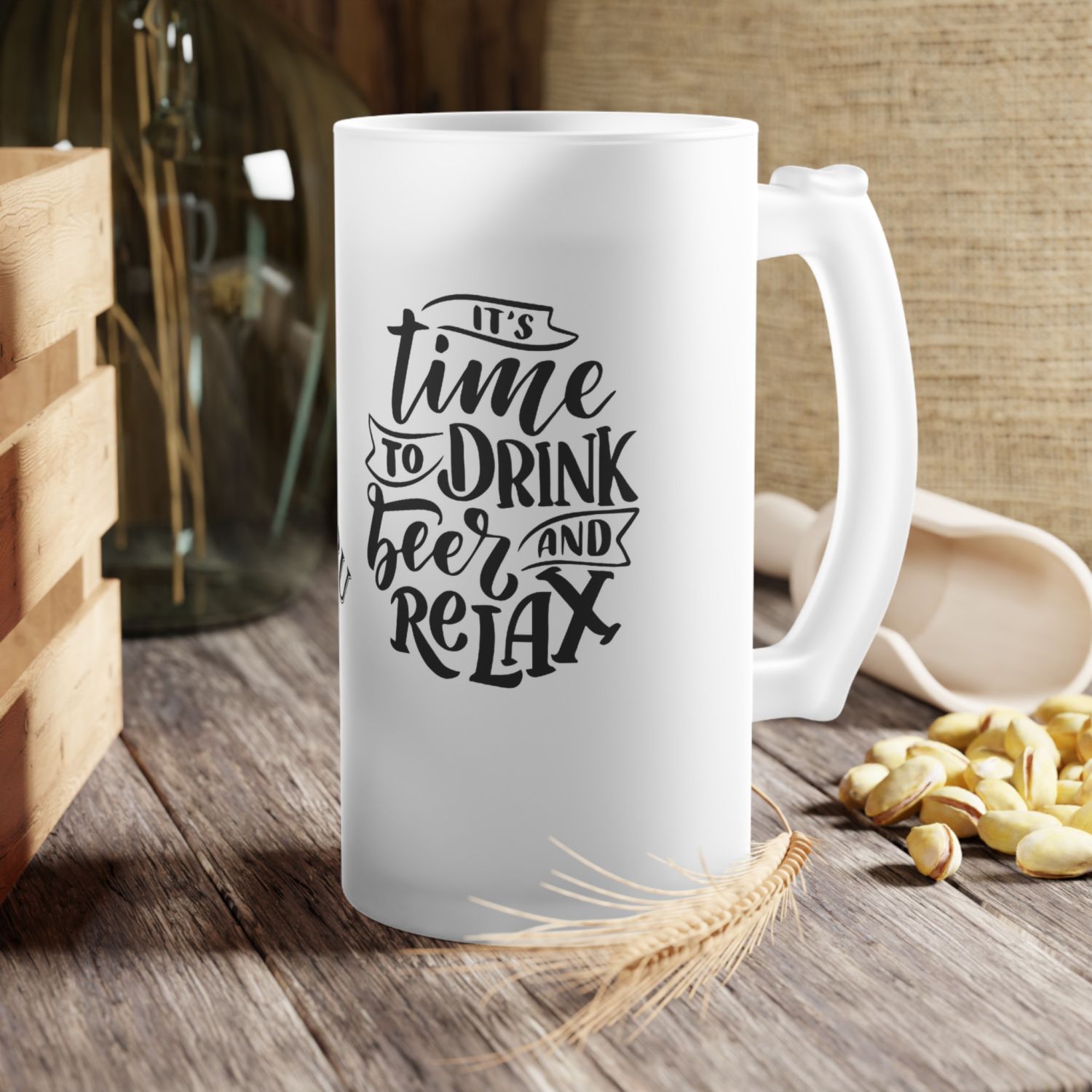 Halba de bere personalizata its time to drink si nume