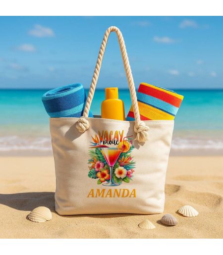 Geantă de plaja personalizata cu tematica summer si nume