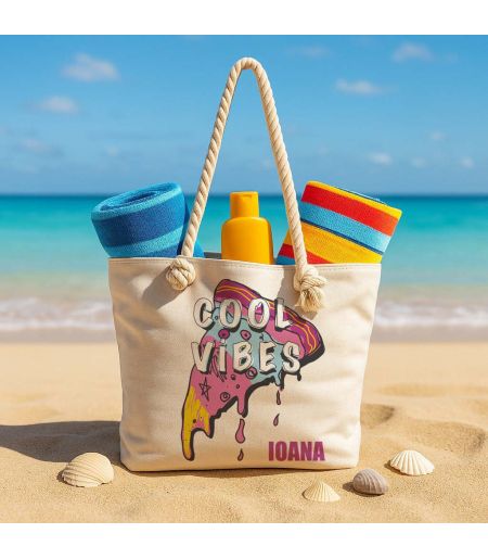 Geantă de plajă personalizată cu ochelari și nume