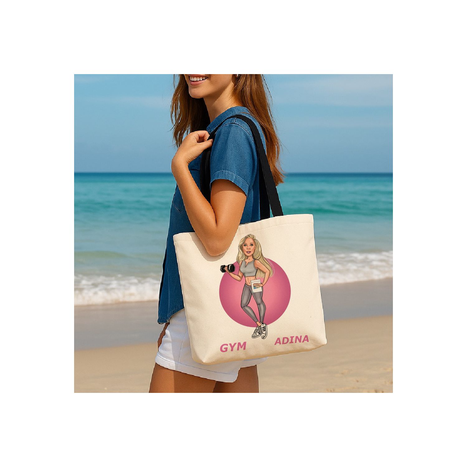 GEANTĂ DE PLJĂ/CUMPĂRĂTURI-PERSONALIZATĂ GIRL