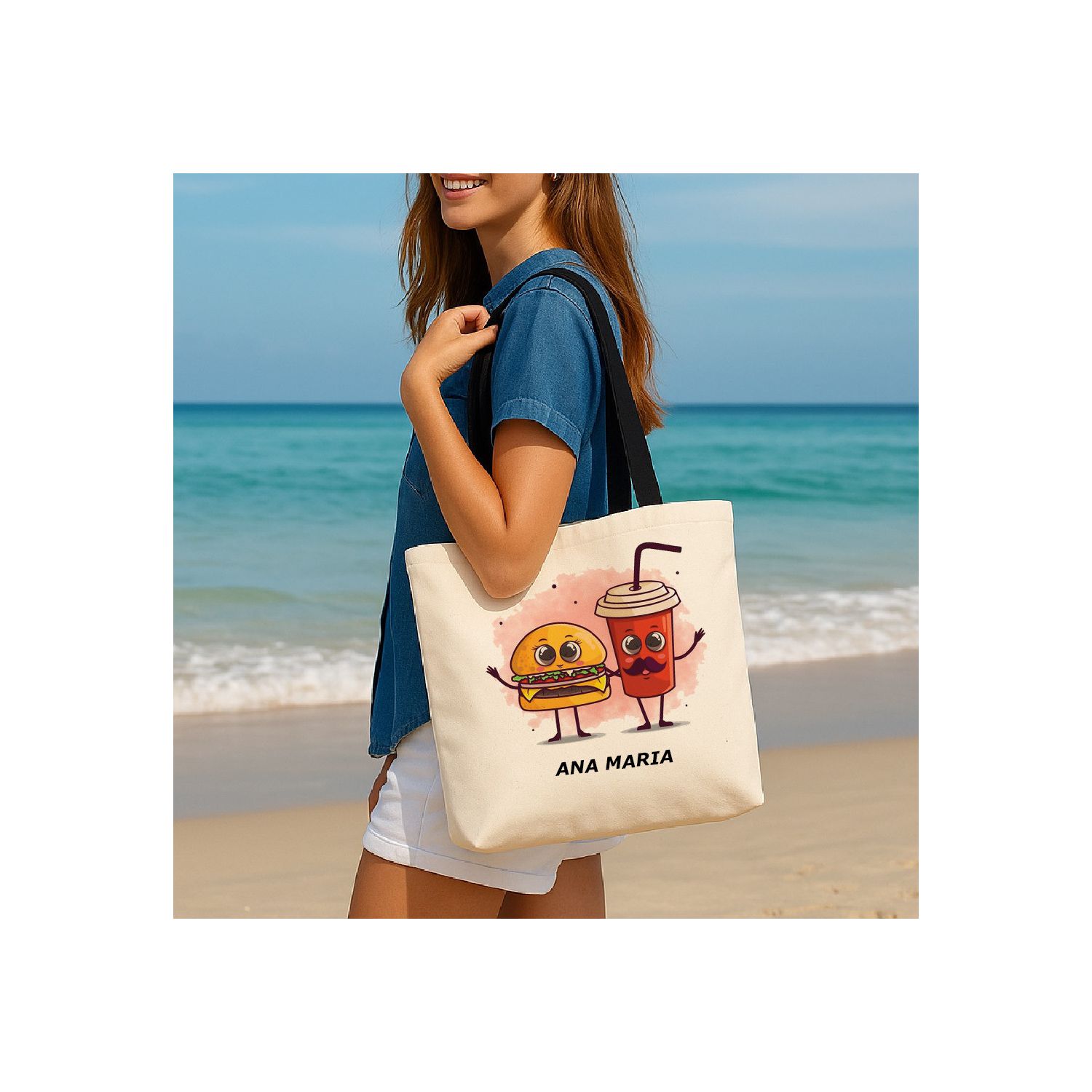 Geantă de plajă/cumpărături-personalizată cu nume