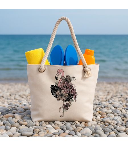 Geantă de plajă personalizată flamingo