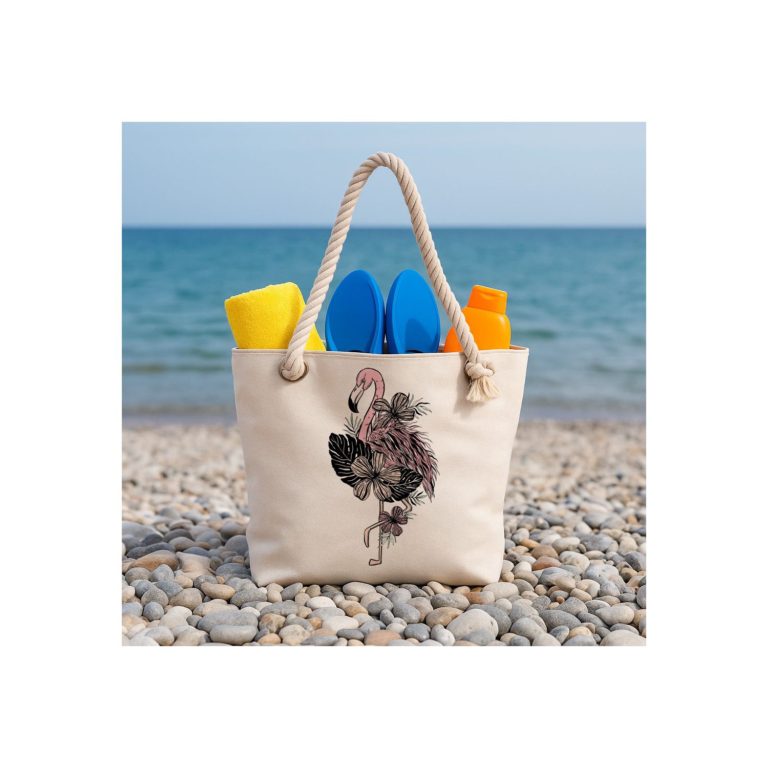 Geantă de plajă personalizată flamingo