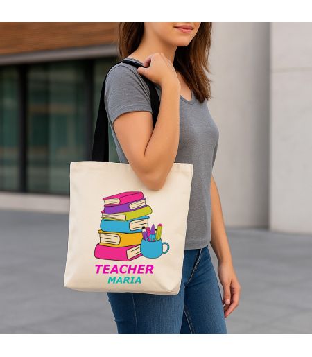 Geantă de plajă/cumpărături-personalizată TEACHER