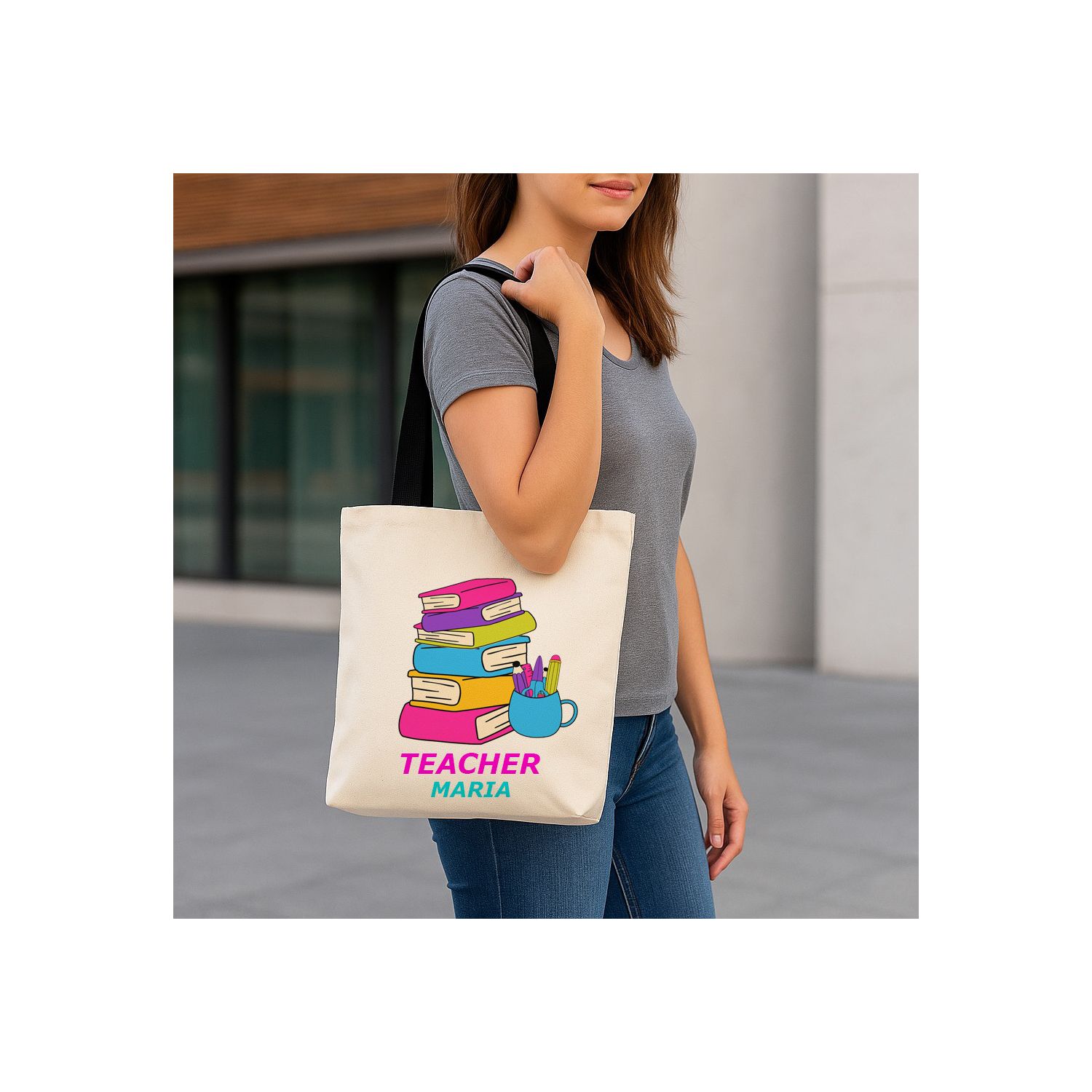 Geantă de plajă/cumpărături-personalizată TEACHER