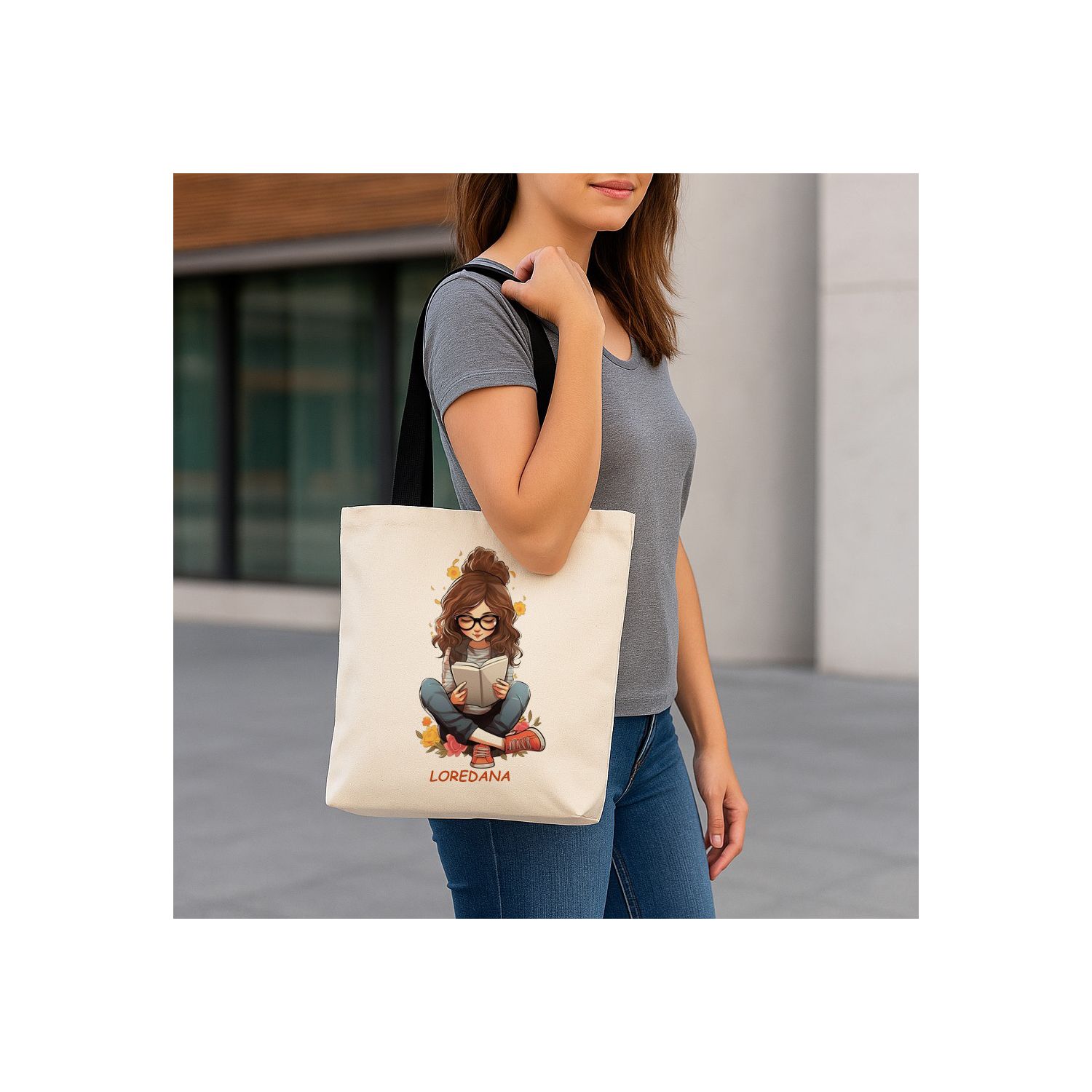 Geantă de plajă/cumpărături- personalizată girl and name