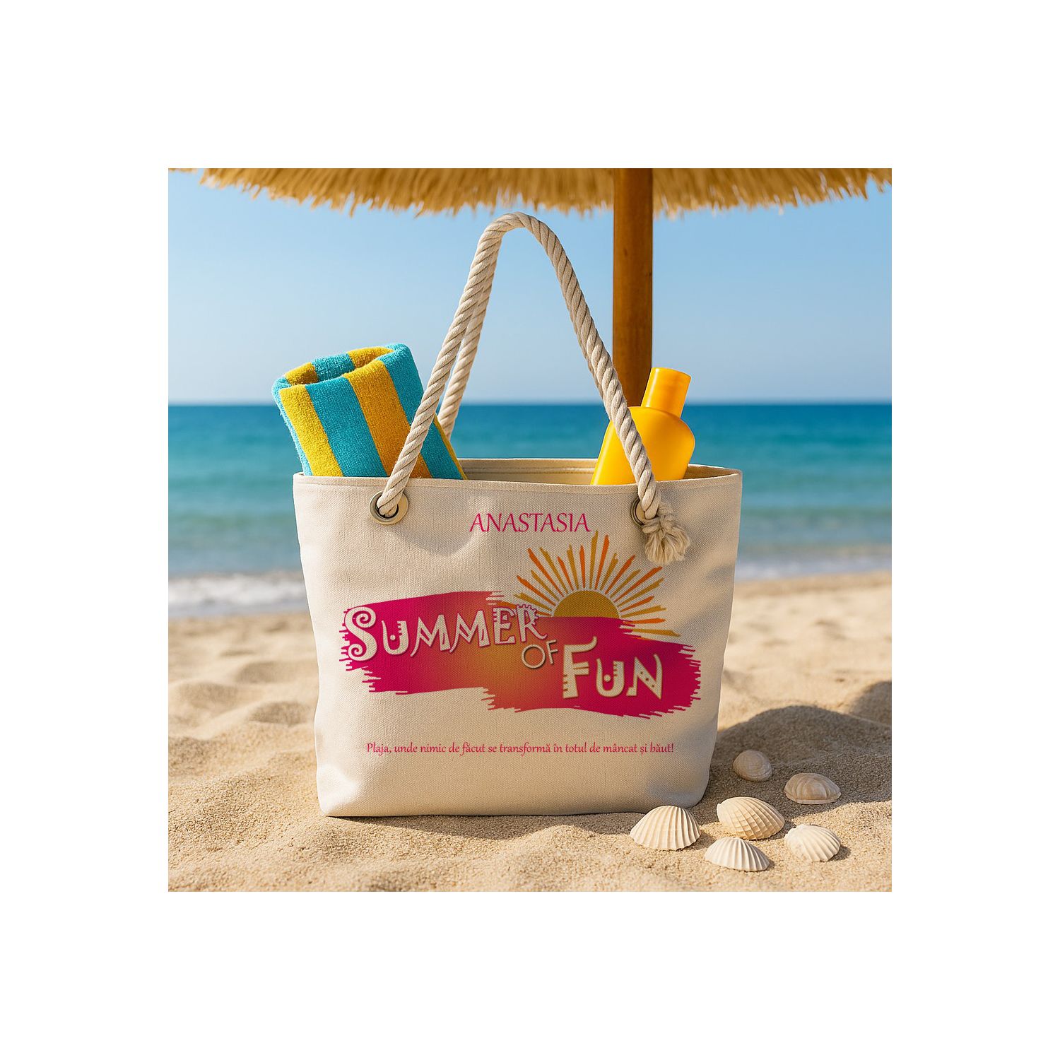 Geantă de plajă personalizată summer fun