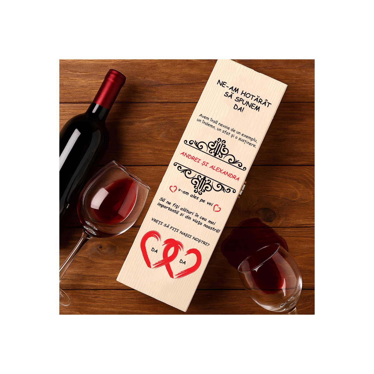 CUTIE DE VIN PERSONALIZATĂ PENTRU NAȘI