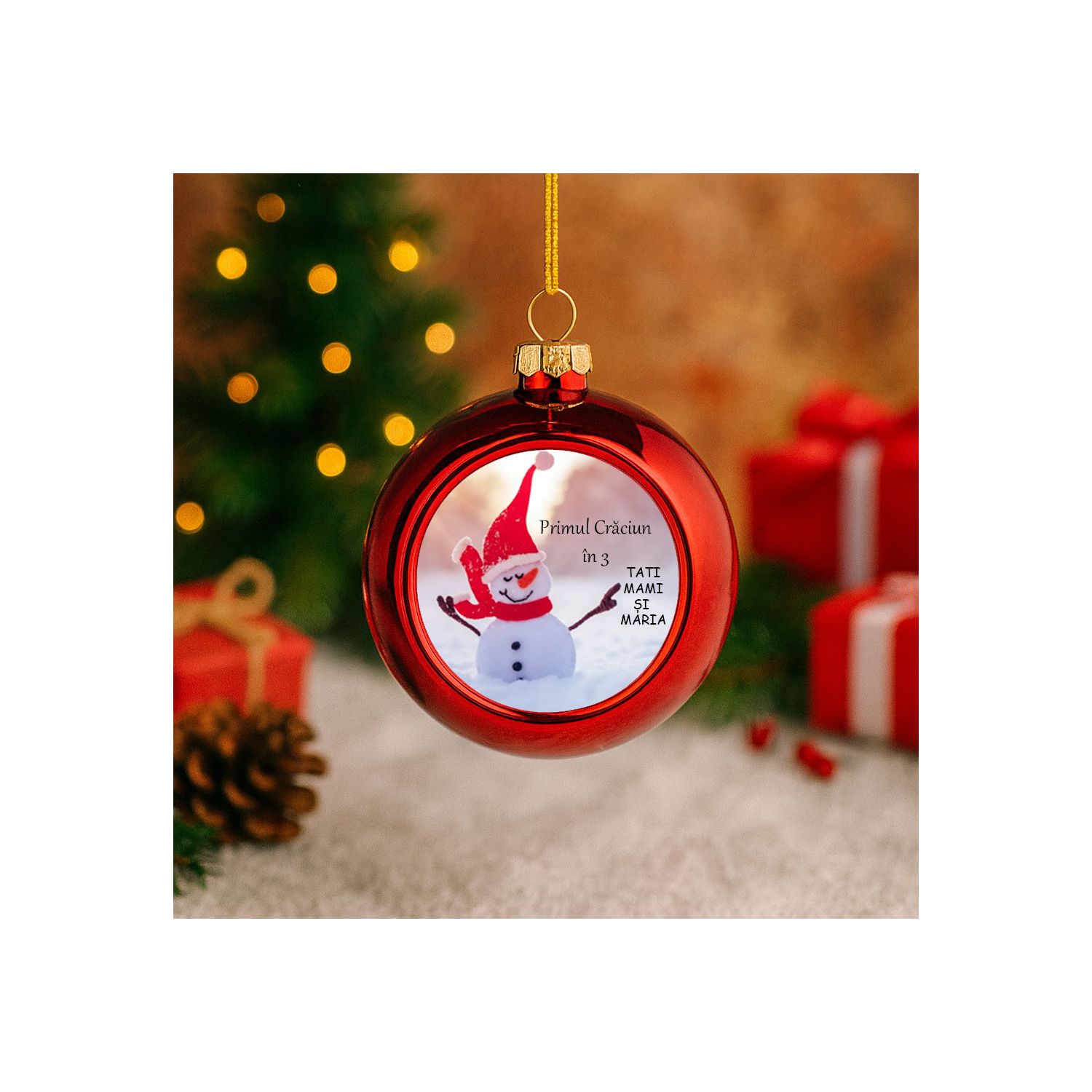 GLOB ROȘU ROTUND PERSONALIZAT CU NUME