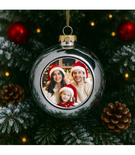 GLOB ARGINTIU ROTUND PERSONALIZAT CU FOTOGRAFIE