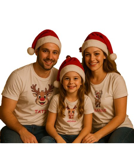 SET TRICOURI FAMILIE CU TEMATICĂ DE CRĂCIUN PERSONALIZATE