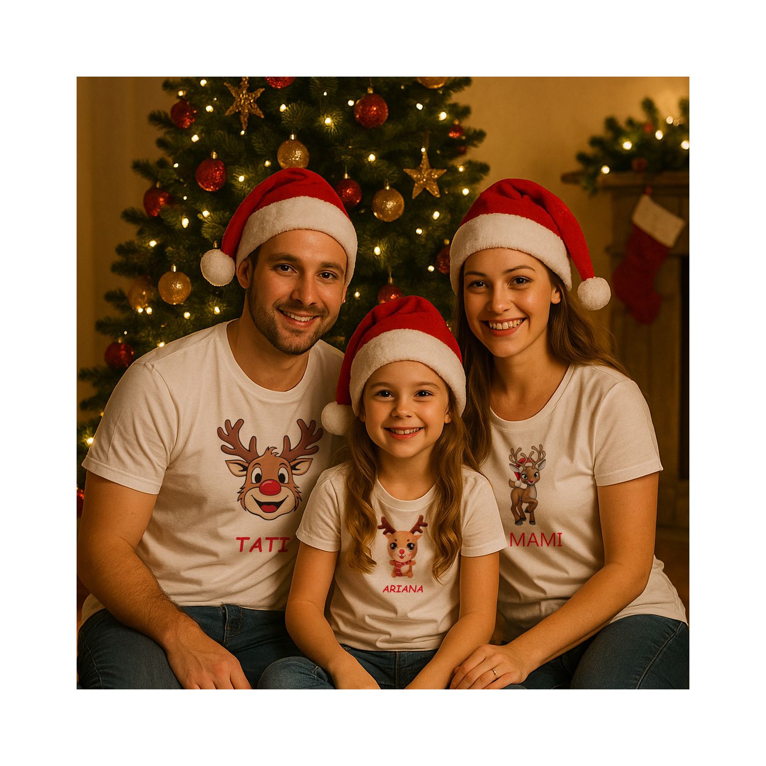 SET TRICOURI FAMILIE CU TEMATICĂ DE CRĂCIUN PERSONALIZATE
