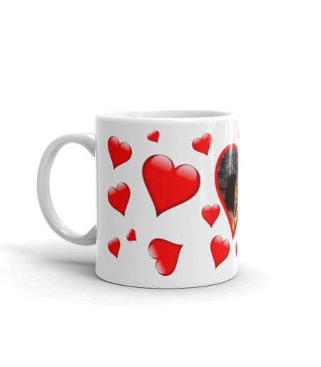 Cana personalizata cu o poza si inimioare