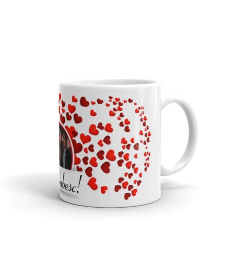 Cana personalizata cu explozie de inimioare si mesaj