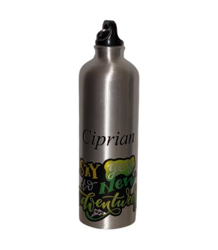 Bidon aluminiu personalizat cu nume new adventures