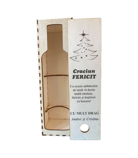 Cutie vin personalizata Craciun fericit si mesaj