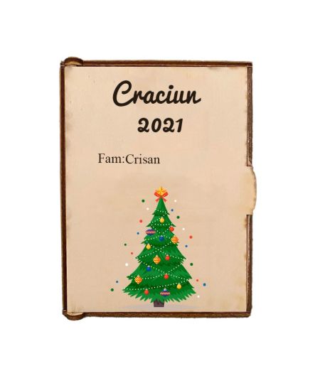 Cutie din lemn personalizata cu amintiri craciun cu 20 fotografii