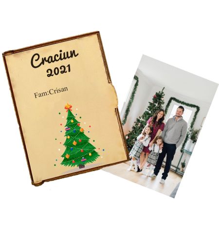 Cutie din lemn personalizata cu amintiri craciun cu 20 fotografii
