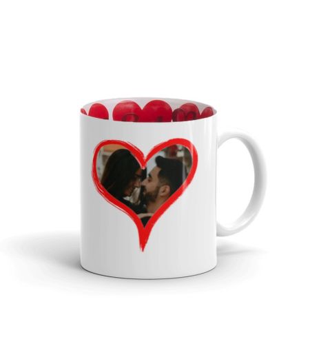 Cana personalizata cu poza si interior cu mesaj "I LOVE YOU"