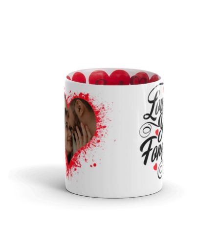 Cana personalizata cu poza si mesaj "LOVE YOU FOREVER"